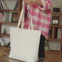 Extra-Strong Canvas Tote Bag - 18"x15"x5" Heavy-Duty Cotton Shopping Bag with Reinforced Handles for Groceries & Everyday Use