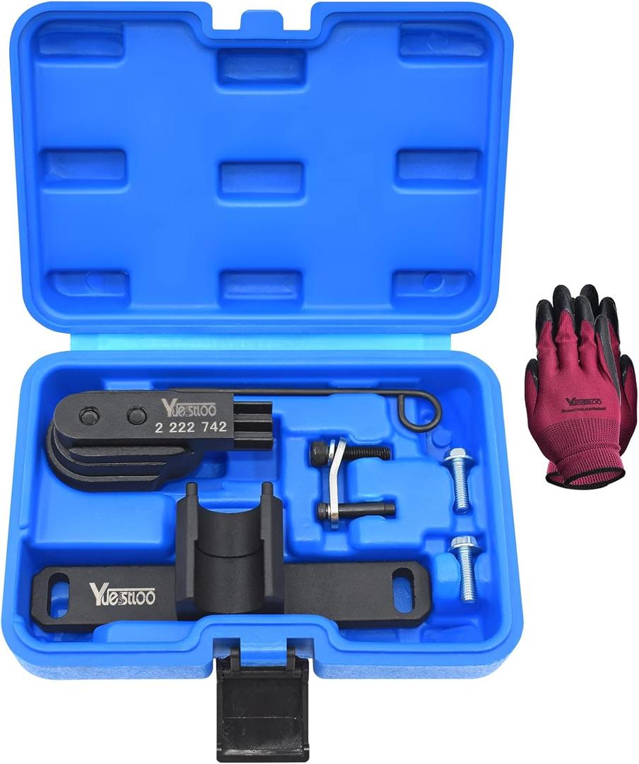 2801 Flywheel Holder Flex Plate Lock Tool & 7676 Oil Seal Repair Kit with Balance Shaft & Oil Pump Alignment Tool Set, Compatible with BMW N20 N26 Engines, with Case & Gloves