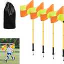 Soccer Corner Flags Set of 4, 5FT Training Poles for Soccer Field, Portable Corner Flag Poles for Speed & Agility Training, Outdoor Field & Turf Equipment with Carry Bag (Orange, M)