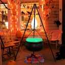 Halloween Decorations Outdoor - Large Witches Cauldron on Tripod with Lights - Black Plastic Cauldron Candy Bucket Decoration for Yard Home Porch Outside