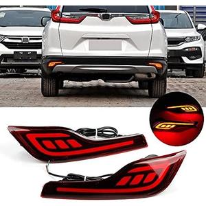 Red LED Rear Bumper Reflectors Fog Brake Rear bumper lights Tail Light Lamps Kit for 2019 2018 2017 Honda CRV CR-V Accessories (Two Functions)