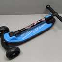 Besrey Kick Scooter for Kids Ages 3-10, 3-Wheel Folding Scooter with Adjustable Height, LED Light Wheels, Extra Wide Deck for Outdoor Activities (Blue)