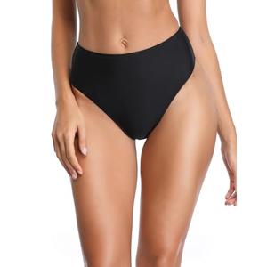 RELLECIGA Women's Black High Cut High Waisted Bikini Bottom Size Medium