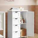 VASAGLE Storage Cabinet with Drawers, Freestanding Floor Cabinet with Door, 13.8 x 25.6 x 35.4 Inches, Adjustable Shelf, for Bathroom, Living Room, Kitchen, Cloud White ULHC042WH01S