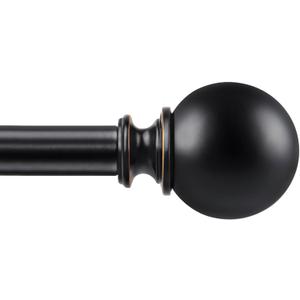 KAMANINA Curtain Rods for Windows 48 to 84 Inches, Black Curtain Rod 32 to 86 Inches (2.6-7.1ft), 7/8 Inch Decorative Drapery Rod with Round Finials