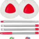 2 Pack Spin Mop Replacements Head Compatible for O ceda EasyWring 1 Tank System, Microfiber Mops Refills Hardwood Floor Cleaning, Base and 30-58in Handle Set Combo