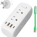 USB Outlet Extender Surge Protector - with Rotating Plug, 6 AC Multi Plug and 4 USB Ports(2 USB C),15A 1875W, 3-Sided Swivel Power Strip Spaced Splitter for Home, Office, Travel