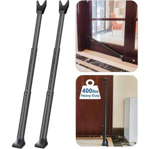Door Security Bar, Rerishom Door Stoppers Security bar, Heavy Duty Door Lock Security Door Jammer Door Stopper for Apartment, Hotel Room, Screen Door Hardware (Dark Black, 2 Pack)