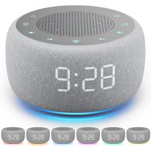 Buffbee Sound Machine & Alarm Clock 2-in-1, 18 Soothing Sound, 7 Night Light, Sleep Timer, Precise 30-Level Volume Control White Noise Machine
