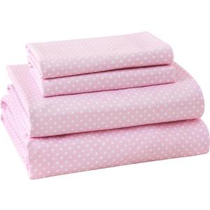 MCO 4Pieces Polka Dot Sheets Set, Breathable Full Sheet Set with 16" Deep Pocket,Modern & Luxury, Brushed Microfiber Bedding Set(Full, Polkadot Pink)