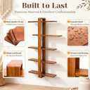 Pinkunn Floating Shelves for Wall, 5 Tier Wall Mounted Shelf Unit with 19.7 Inch Pine Wood Shelves and Walnut Frame, Decorative Plant Photo Book Display Shelf for Living Room Bedroom Bathroom, 38.6 x 6.3 x 2.4 inches