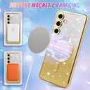 Bonoma Compatible with Samsung Galaxy S24 Fe Case Support for MagSafe, Plating Heart Glitter Magnetic Case TPU Camera Protection Back Cover for Phone Case -Gold