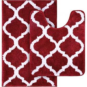 Amazon.com: OLANLY Bathroom Rugs Set 2 Piece, Microfiber Bath Shower Mat and U-Shaped Toilet Rug, Machine Wash Dry, Non-Slip Absorbent Shaggy Bath Mats for Tub, Shower and Bathroom (24"x16"+24"x20", Burgundy): Home & Kitchen