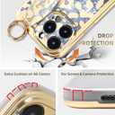 for iPhone 14 Pro Wrist Band Kickstand Cover Case Cheetah Print Ultra Slim IMD Shockproof Protection Holder Cover Case for Apple iPhone 14 Pro 6.1-inch (Leopard Skin Pattern)
