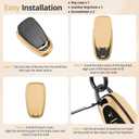 For Chevy Key Fob Cover Accessories- Matte TPU Key Fob Cover with Leather Keychain for Equinox Malibu Camaro Cruze Blazer Traverse Trax and More. (Champagne Gold, 4-Buttons)