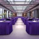 2 Packs Purple Spandex Table Covers 6 Foot, Fitted Stretch Table Cloth with Skirts 72x30 Inch, Wrinkle-Free Floor Length Rectangle Tablecloths for Trade Show Weddings Parties Banquets Events