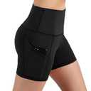 WXUP HOPS Women’s High-Waisted Workout Shorts with Pockets - 4.5" Inseam Biker Shorts for Yoga, Running, Gym, Fitness & Outdoor Activities(Black XL)