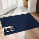 JSEI Dirt Trapper Door Mat 20"x32", Non-Slip Entryway Rugs Doormat Indoor, Washable Absorbent and Stain Resist Welcome Floor Mat for Front Door, Dog Door Mat, Dirty Wet Shoes & Paws, Blue