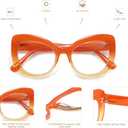 AMOMOMA 3 Pack Stylish Oversized Cat Eye Reading Glasses for Women Fashion Readers Blue Light Square Computer Glases AM6077 (C1.black+c2.tortoise Grading Green+c5.orange Grading)