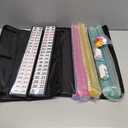 American Mahjong Tile Set,166 White Tiles Mahjong Set,4 Colors Mahjong Racks,Travel Mahjong Set with Blue Carrying Bag