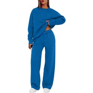 XIEERDUO Sweatsuits Women 2 Piece Outfit Matching Lounge Sets Fall Outfits 2025 Fashion Clothing Crewneck Track Suits (Medium, Blue)