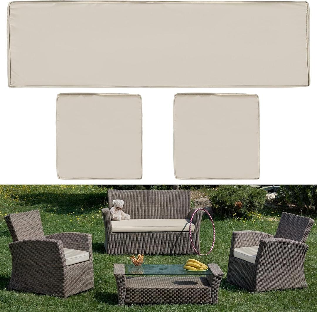 Lounsweer 3 Pcs Outdoor Cushion Covers Patio Cushion Replacement Covers 2 Covers 18 x 18 x 2 and 1 Cover 42 x 18 x 3 for Patio Furniture Outdoor Washable Water Resistant for Couch Sofa (Light Gray)