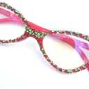 Cat Eye Rhinestone Reading Glasses for Women Christmas Sparkling Crystal Eyewear Trendy bling Diamond Reader (Red)