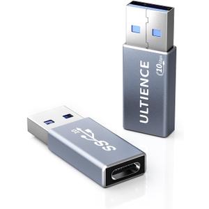 USB A to USB C Adapter [Upgraded Double-Sided 10Gbps], USB 3.2 Gen 2 Type C Female to USB Male Adapter, 60W Fast Charging for iPhone 17 Pro Max, CarPlay, iPad, S25, Laptop, Charger (2 Pack)