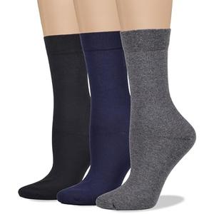 COTTON DAY Women's Soft Combed Cotton Dress Socks Seamless Toe Black White Gray Navy Blue Brown Beige, Size 9-11