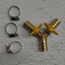 Brass 3-way Y-shaped Shut-off Ball Valve with 2-switch Hose Barb Include 3 Stainless Steel Clamps Hose Pipe Barb Fitting for Water/Oil/Gas