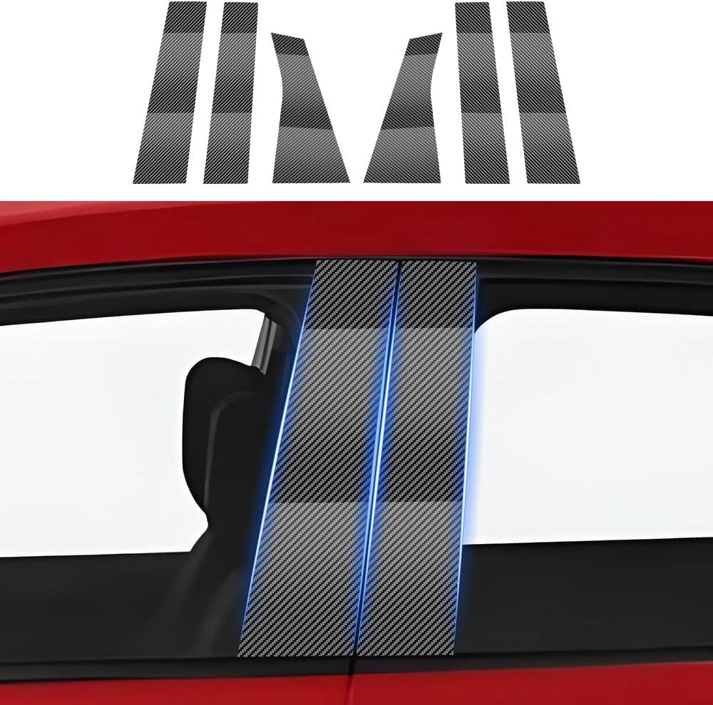 Car Door Window B C Pillar Trim Carbon Fiber Style Film for Honda HRV HR-V 2023 2024 2025 2026 2027 Automotive Exterior Accessories Pillar Post Protection Decor TPU Sticker Cover 6-Pcs Kit