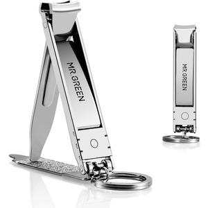 MR.GREEN Collapsible Nail Clippers Small and Thin Portable Travel Nail Scissors Cutter Stainless Steel Manicure Tools with Nail Files (Eco-Packaging)