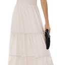 Zattcas Womens 2026 Long Summer Dress Short Flutter Sleeve V Neck Casual Smocked Tiered Modest Floral Boho Maxi Dress, L