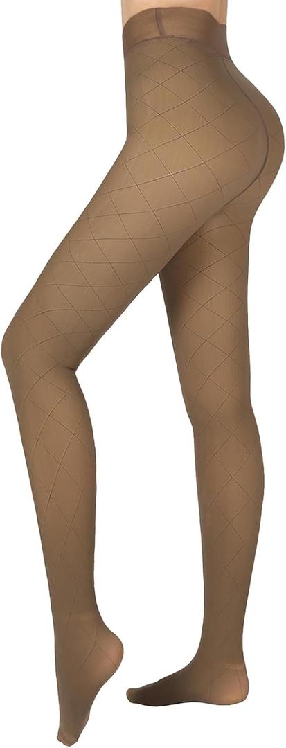 Fleece Lined Tights Women-Thermal Pantyhose leggings Women,Fake Translucent Skin Colored Tights for Winter