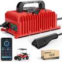 10L0L 15 Amp 48 Volt Golf Cart Charger for EZGO RXV & TXT, Smart Golf Cart Battery Charger, 3 Battery Types Support, Battery Repair, Automatic Power Recharge, IP67 Waterproof, 3-pin Triangular Plug (Red)
