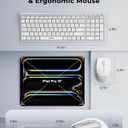 seenda Wireless Bluetooth Keyboard Mouse Combo, COE401 Rechargeable Silent Keyboard Mouse Compact Slim, 3 Multi-Device Connection, Compatible for Windows/Mac PC Laptop MacBook iPad, White Silver