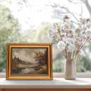 Vintage Gold Framed Wall Art Fall Forest Lake Landscape Painting Wall Decor, Size: 10"L x 8"W