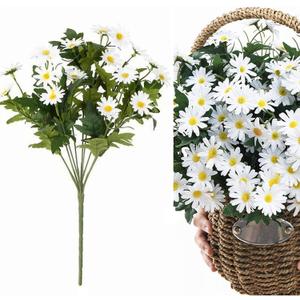 Artificial Daisies Flowers, 14.5 inch White Faux Little Daisy Bouquet, Floral Arrangement for Home Party Wedding Office Store Decor