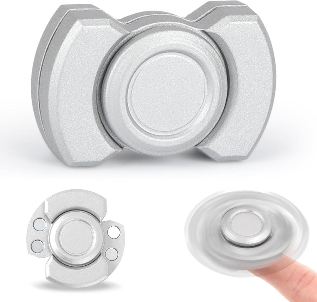 Magnetic Fingertip Spinner for All: High-Speed, 3-in-1 (Spinner, clicker, Slider), eases Anxiety & ADHD in Adults & Children. (Silver)