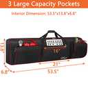 SNIGJAT 88 Key Keyboard Case Soft (Size: 53.5"x13.8"x6.8"), Padded Piano Case with Handle and Adjustable Shoulder Straps, Keyboard Gig Bag with 3 Pockets for Music Sheet Stand, Sustain Pedals, Cables (Black+Red)