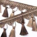 BEL AVENIR Tassel Fringe Trim 6.5 Yard x 3.54 Inches Luxury Hand Knitting Tassel Fringing Trimmings (Dark Coffee)