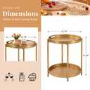 danpinera Gold Side Table, Serving Tray with Handles, Small Metal Table