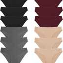 FINETOO 12Pack Womens Seamless Underwear No Show Cheeky Panties Invisibles Briefs Soft Stretch Bikini Hipster (Small)