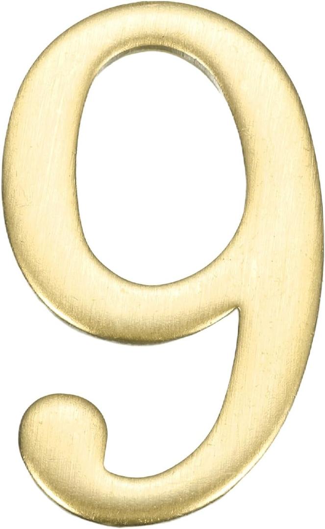 uxcell House Numbers for Outside, 1.85 Inch Self Adhesive Brass Mailbox Decor Number Stickers for Apartment Office Hotel Room Door Signs(Number 9)