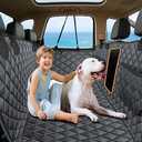 zenicham Dog Car Seat Cover for Back Seat, ICY & Warm Reversible Hard Bottom Car Seat Cover for Dogs, Waterproof Backseat Extender for Dogs Can Withstand 220lbs, Suitable for Truck & SUV