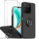 QUIETIP Case Compatible with ZTE Blade A35 & Blade A55 with Screen Protector,TPU + Hard PC Magnetic Ring Car Mount Stand Cover,Black