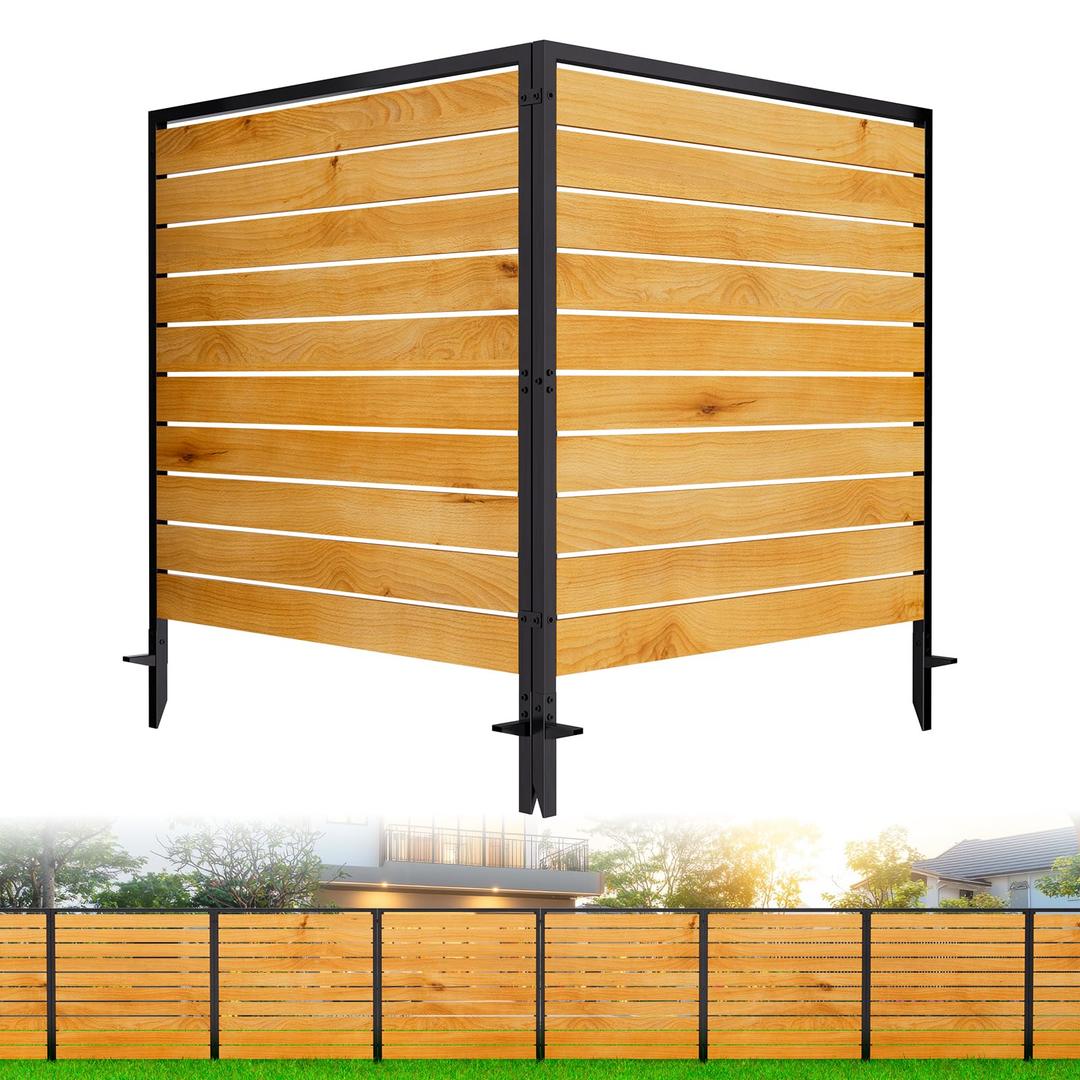 No Dig Wooden Privacy Fence Screen, 38" H X 42" W Outdoor Air Conditioner Fences, Hide Trash Bins Or Ac Units, Decorative Garden, Patio, Backyard Fence -Temporary Fencing -2 Panels