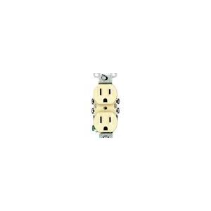 15-Amp 125-Volt, Co/Alr Duplex Receptacle, Straight Blade, Residential Grade, Grounding, Ivory/White, 12650