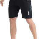 FizzPop Mens Shorts Casual Gym Athletic Workout Running Sweat Cotton Stretch Shorts with Zipper Pockets Basketball Tennis (Black, XL)