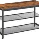 HOOBRO Shoe Bench, 3-Tier Shoe Rack, Industrial Shoe Organizer Storage Bench, 29.5 inches Entry Bench with Mesh Shelves, for Entryway, Living Room, Hallway, Easy Assembly, Rustic Brown BF75HX01